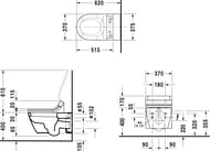 Унитаз подвесной DURAVIT STARCK 2 375х620х335 для сиденья с душем SW, с креплением 2533590000