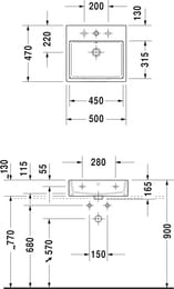 Умывальник Duravit Vero Air 500х470 антигряз. покр., 1 отверстие под смес, с переливом 23505000001