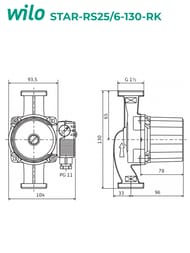 Насос циркуляционный WILO STAR-RS25/6-130-РК, без гаек 4033782/9168934