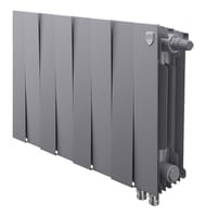 Радиатор биметаллический, 8 секций ROYAL THERMO PianoForte 300 Silver Satin, бок.подкл, серый