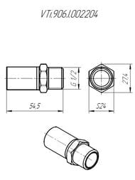 Вставка резьбовая VALTEC нерж. сталь 22х1/2"НР, VTi.906.I.002204