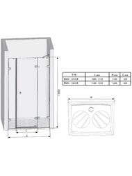 ������� ����� RAVAK BRILLIANT BSD3-120 R (1185-1210x1950) ��������� ������, ������, ����+Transparent
