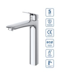 Смеситель для раковины BelBagno DUE-LMC-CRM-W0 228 мм,однозахватный,фиксированный излив,хром — изображение 2