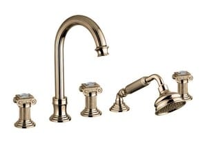 Смеситель CEZARES OLIMP-BVD-02-Sw на борт ванны, 5 отверстий, выдвижной душ, бронза/ручки Swarovski