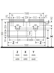 ����� ��� �������� Duravit Happy D.2 Plus 1600�408�550 2 �����, ��� ����������������� HP4936B7171