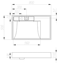 Раковина Aquaton Рейн 80 1A72113KRW010 500x800x138 для стиральной машины, литой мрамор, цвет: белый