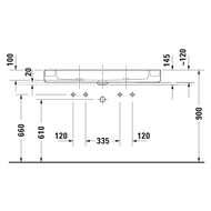 Умывальник накладной Duravit Bento Starck Box 1145х460х120 2 отв. под смеситель, белый 2660113272