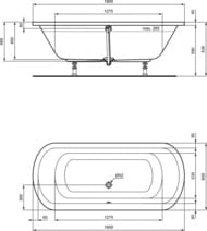 Ванна акриловая Ideal Standard HOTLINE 1800х800х465 встраиваемая, овальная, цвет: белый K275601
