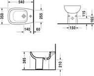 Биде напольное DURAVIT D-CODE 350х540х385 отверстие под смеситель, перелив, крепление 22381000002