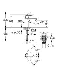 ��������� ��� �������� Grohe Eurosmart Cosmopolitan 98 ��, � �������� ������ ��������, ���� 23926000