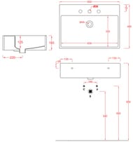 Раковина подвесная ArtCeram Quadro 650х480х160мм перелив, отв. под смеситель, цвет: белый QUL0030100