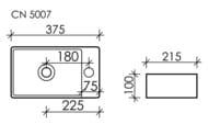 Раковина накладная Ceramicanova Element 375х215х100 правый, отв. под смеситель, белый CN5007