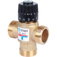 Термостатический смес. клапан STOUT для систем отопления и ГВС 1  НР 20-43°С KV 1,6 м3/ч