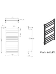 GROTA VENTO ����������������� "�������" ������������� 480x900 ������ (RAL9005), 300��