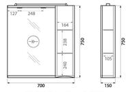 ���������� ���� BelBagno MARINO 700�150�750 ��������� LED, ������ MARINO-SPC-700/750-1A-BL-P-R