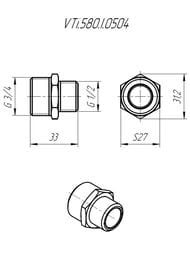 Ниппель переходной VALTEC нерж. сталь 3/4"х1/2"НР, VTi.580.I.0504