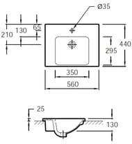 Раковина Jacob Delafon ODEON UP с отверстием под смеситель (560х440х130) E4756-00 белая