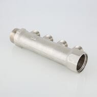 Коллектор VALTEC 3/4" на 4 выхода 1/2"Н магистральный без кранов, никель VTc.500.N.0504