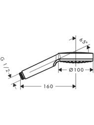 Чертёж Лейка для душа Hansgrohe Crometta 1jet, 1 функция, белый/хром 26331400