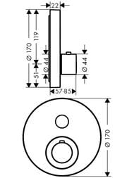 Смеситель Axor ShowerSelect 36722000 для душа, встраиваемый в стену, термостат, 1 потребитель, хром — изображение 3