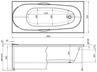 Ванна акриловая Aquanet DALI 160х70 прямоугольная, без гидромассажа 239384