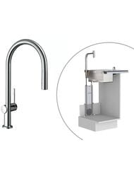 Смеситель Hansgrohe Talis M54 для кухни 210 вытяжной душ, поворотный излив 2jet sBox хром 72801000 — миниатюра 1