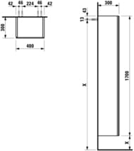 ����� ��������� Laufen ILBAGNOALESSI ONE 4.5802.2.097.630.1 (400�300�1700) ����������, ������, 2 �����, ����