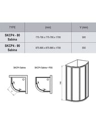   RAVAK SUPERNOVA SKCP4-90 Sabina (895x895x1700) . ,, +Pearl