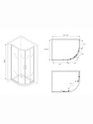 Душевой уголок ABBER Schwarzer Diamant AG01180 (1000х800х1950) асимметр., стекло  6мм прозр./хром