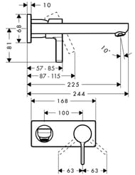 ��������� Hansgrohe Metris S 31163000 ��� �����������, ��������������, ������� ������, ����� 225��