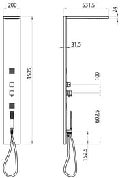 Душевая панель Bossini Manhattan (1500х500) 4 режима, сталь/цвет хром L00891.030