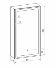Зеркало-шкаф Континент Allure 350х650 правый, подсветка, доводчик, сенсорный выключатель