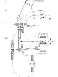 Ideal Standard CERAMIX BLUE ��������� ��� ����������� A5654AA ��������� ����� 136��, �/�, ���� ����