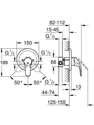 Смеситель Grohe EuroEco 32742000 для душа встраиваемый, однозахватный + встроенный механизм
