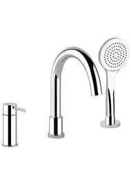 Смеситель Gessi Emporio Via Tortona 18637.031 для ванны трехсекционный, шланг 1,50м, лейка, хром — миниатюра 1