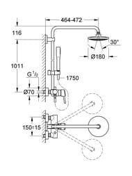 ������� ������� Grohe Euphoria 260 Concetto 23061003 �� ����������, �������/������ ��� ����, ����