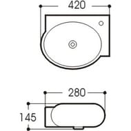 Раковина подвесная Акватек AQ5304-00 (280х420х145) 1 отверстие под смеситель, белый AQ5304-00