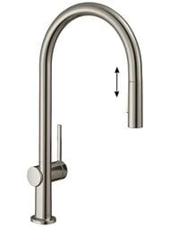 Смеситель Hansgrohe Talis M54 для кухни 210 вытяжной душ, поворотный излив 2jet sBox сталь 72801800 — миниатюра 1