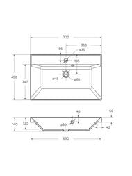 ���������� ��������� BelBagno (700�450�150) ������������� ������, ������ BB700/450-LV-ART-AST-NERO