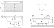 Ванна квариловая Villeroy & Boch SQUARO (1800х800х555) с ножками, белая UBQ180SQR2V-01