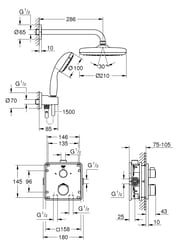 Душевая система Grohe Grohtherm 34729000 термостат, ручной и верхний 210 душ, хром