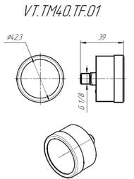 Манометр Valtec, 0-4 бар, 1/8", D40мм, заднее подключение (аксиальное), арт.VT.TM40.TF.01