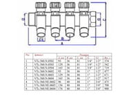 Коллектор VALTEC 3/4" на 4 подв.с вентилями 1/2"Н никель VTc.560.N.0504