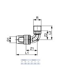 Уголок TECElogo 90* 20 х 3/4"Н с ниппелем, бронза 8713304