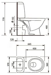 Унитаз компакт Jika ERA 6035.5 (345х770х640) с горизонтальным выпуском, двойной смыв, сиденье 8.6035.5.000.242.9