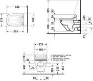 Унитаз подвесной DURAVIT DuraStyle 376х620х345 для сиденья-биде SensoWash 2537590000