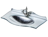Раковина для тумбы Caprigo Бурже 80 (840х460х150) стеклянная с бортиком, серебро OW15-11012-(S)