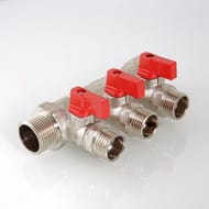 Коллектор VALTEC 1" на 3 подв.с кранами 1/2"Н никель VTc.580.N.0603
