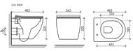 Унитаз подвесной Ceramicanova Forma 485х368х320 безободковый, сиденье микролифт, крепеж CN3009