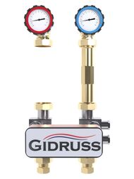 Насосная группа Gidruss NG-25TO 1", теплообменник 30 кВт, краны с термометрами — миниатюра 1